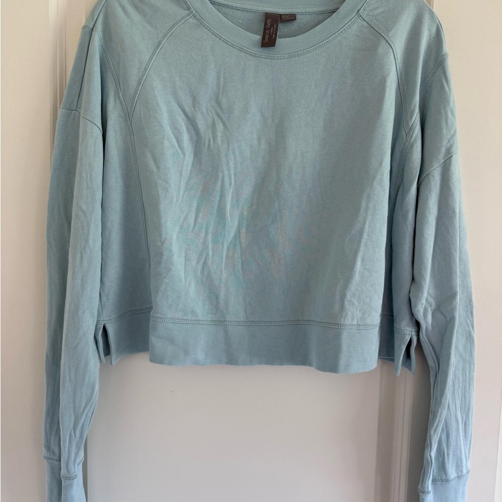 Sweaty Betty Light Blue Cropped Pullover Sweatshirt